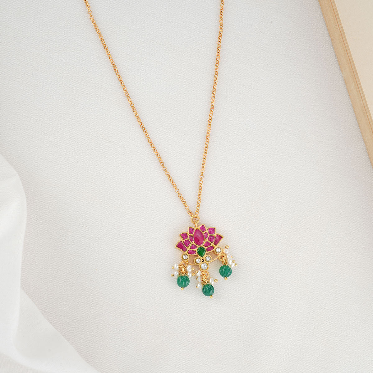 Gold Plated Kundan Necklace Online Buy Lotus Necklace – The