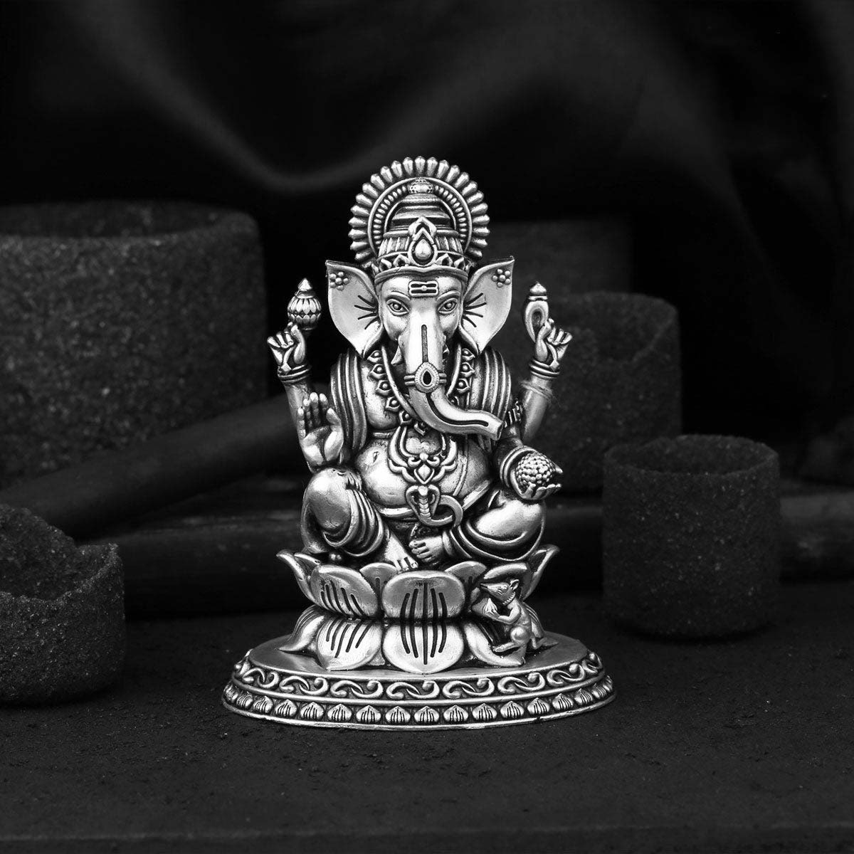 Buy Ganesha 2D Idol 925 Pure Silver God Idols Online The Amethyst Store