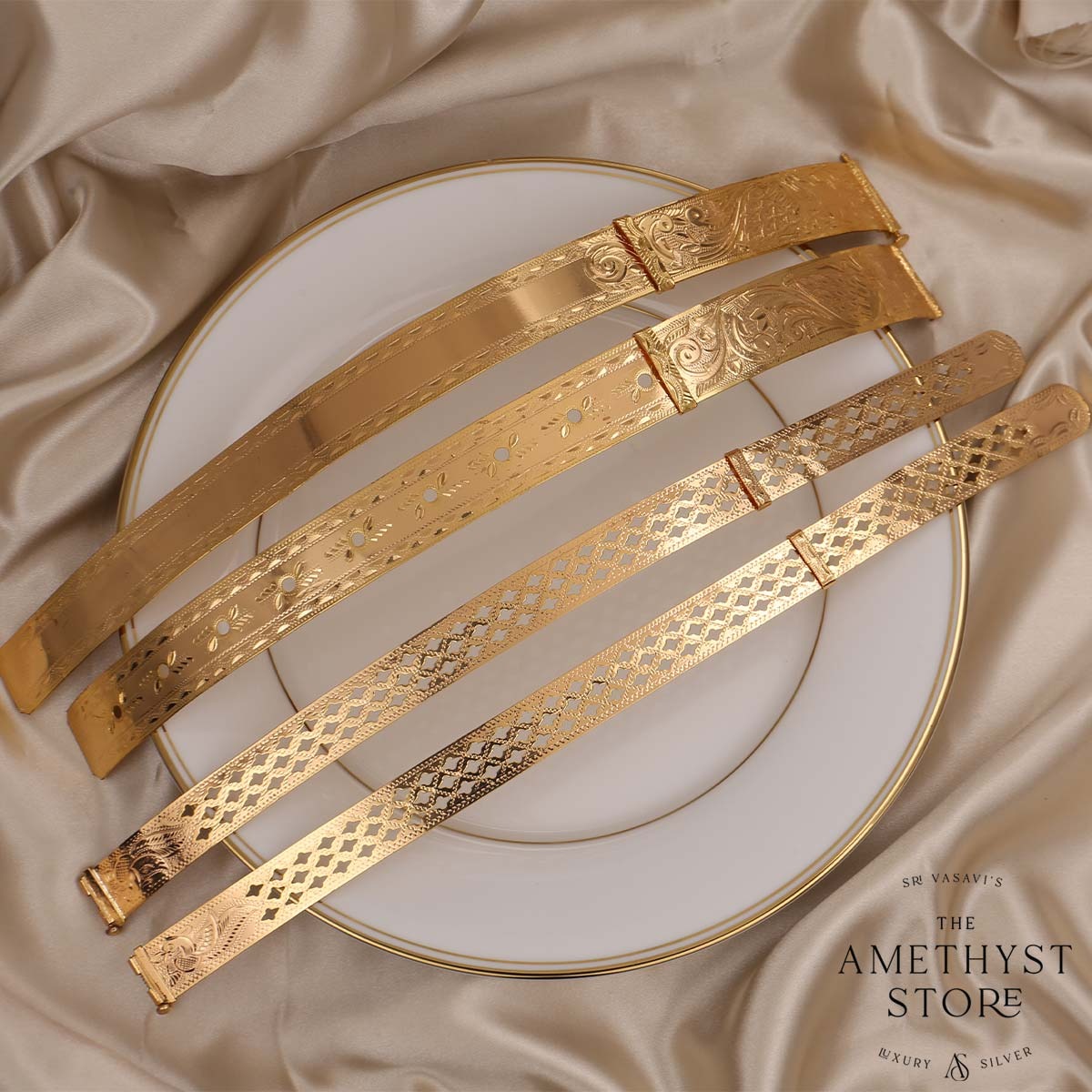 Silver Vaddanam Models In Gold With Weight Waist Belt Vaddanam