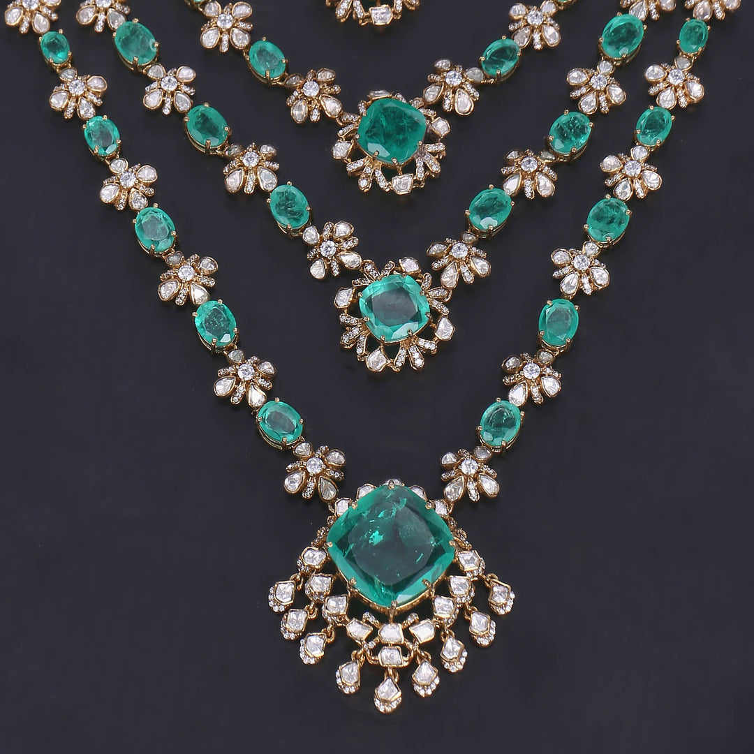 Layer Charm Moissanite Long Necklace Set