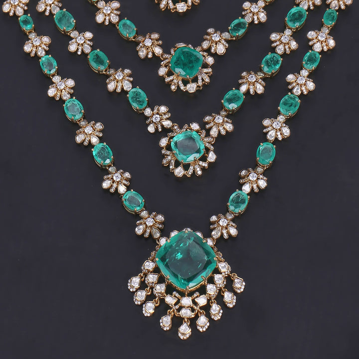 Layer Charm Moissanite Long Necklace Set