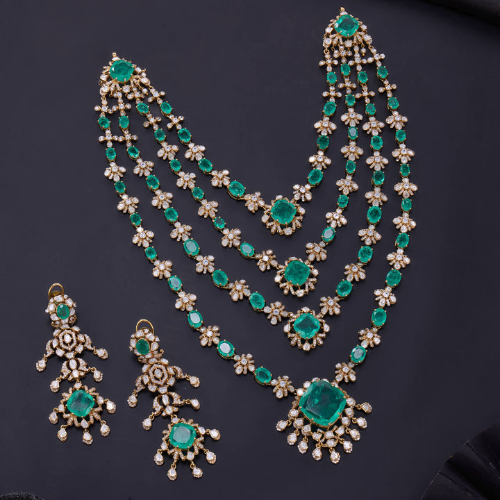 Layer Charm Moissanite Long Necklace Set
