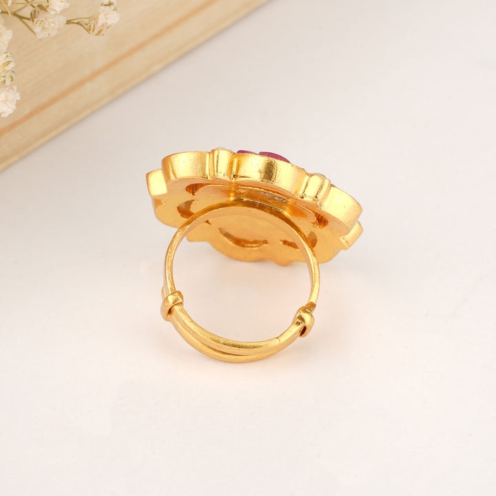 Double floral Kundan Ring