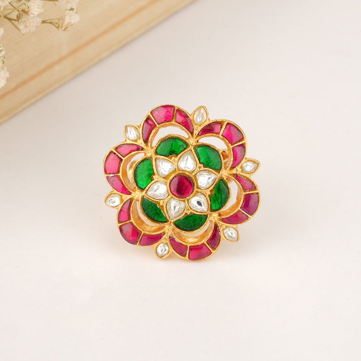 Double floral Kundan Ring
