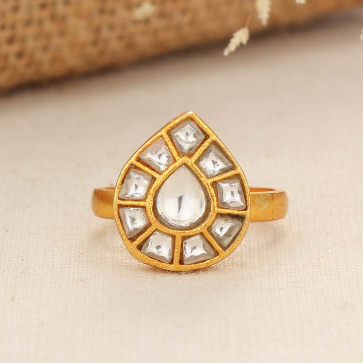 White Kundan Ring