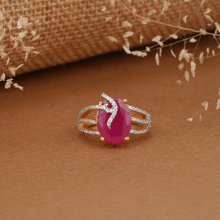 Cute Pink Diamond Design Ring
