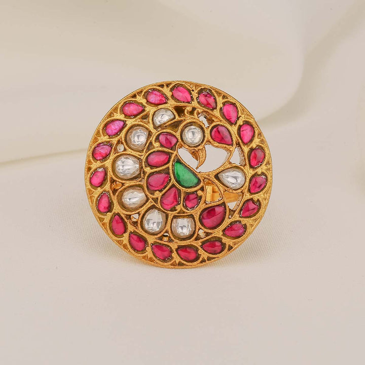 Peacock Kundan Ring