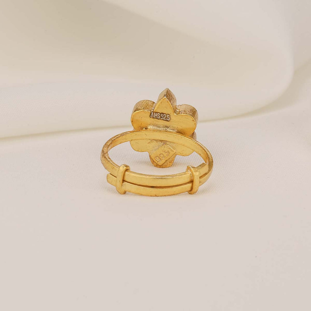 Bold Blue Kundan Ring