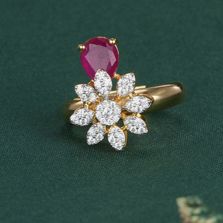 Amber Diamond Design Ring