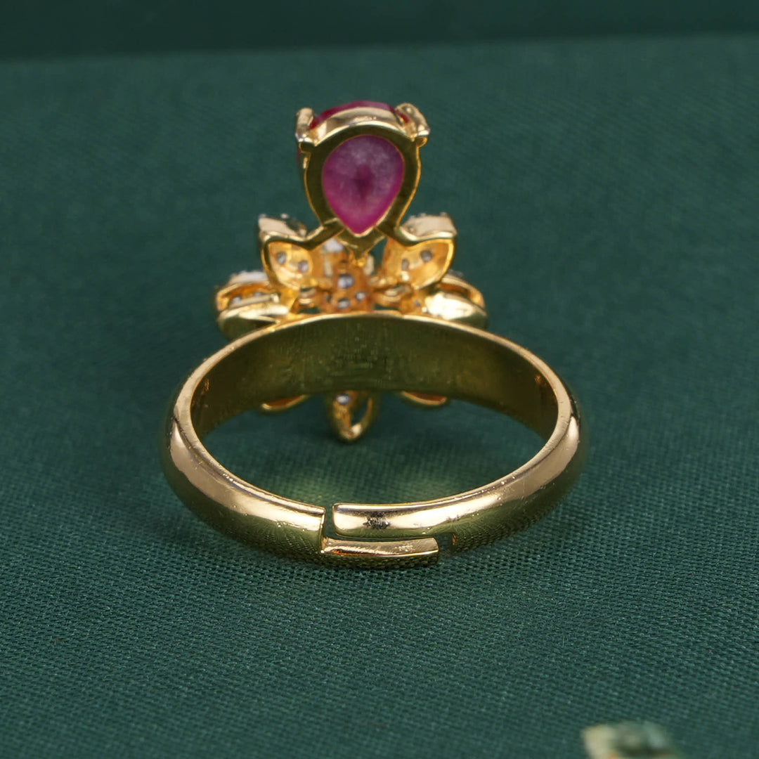 Amber Diamond Design Ring
