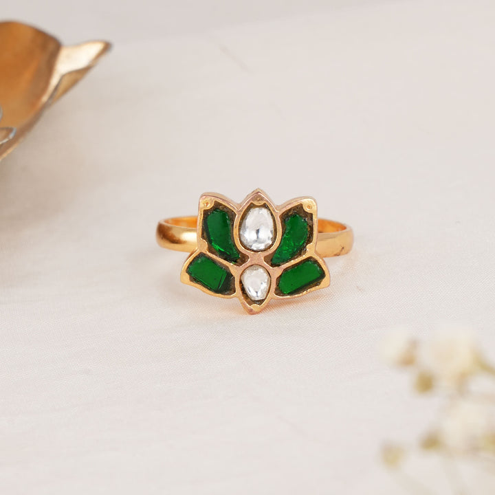 Lotus Kundan Ring