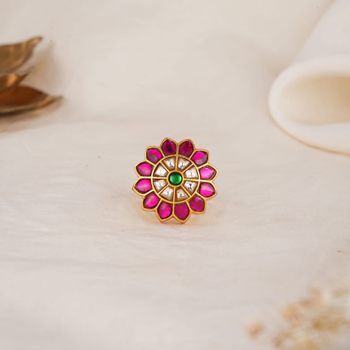 Admiring Kundan Ring