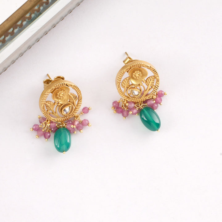 Feather Drops Short Necklace Set