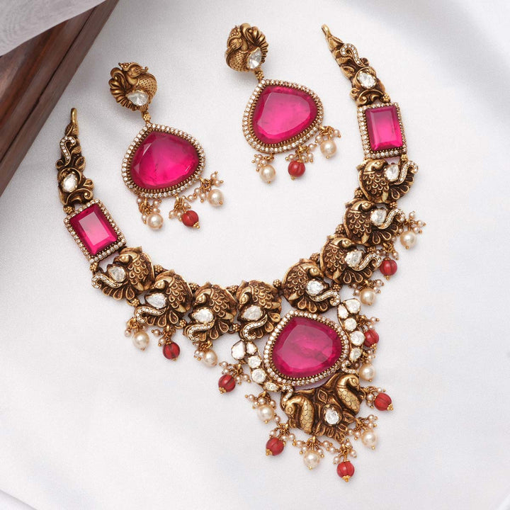 Elites Pink Short Necklace Set