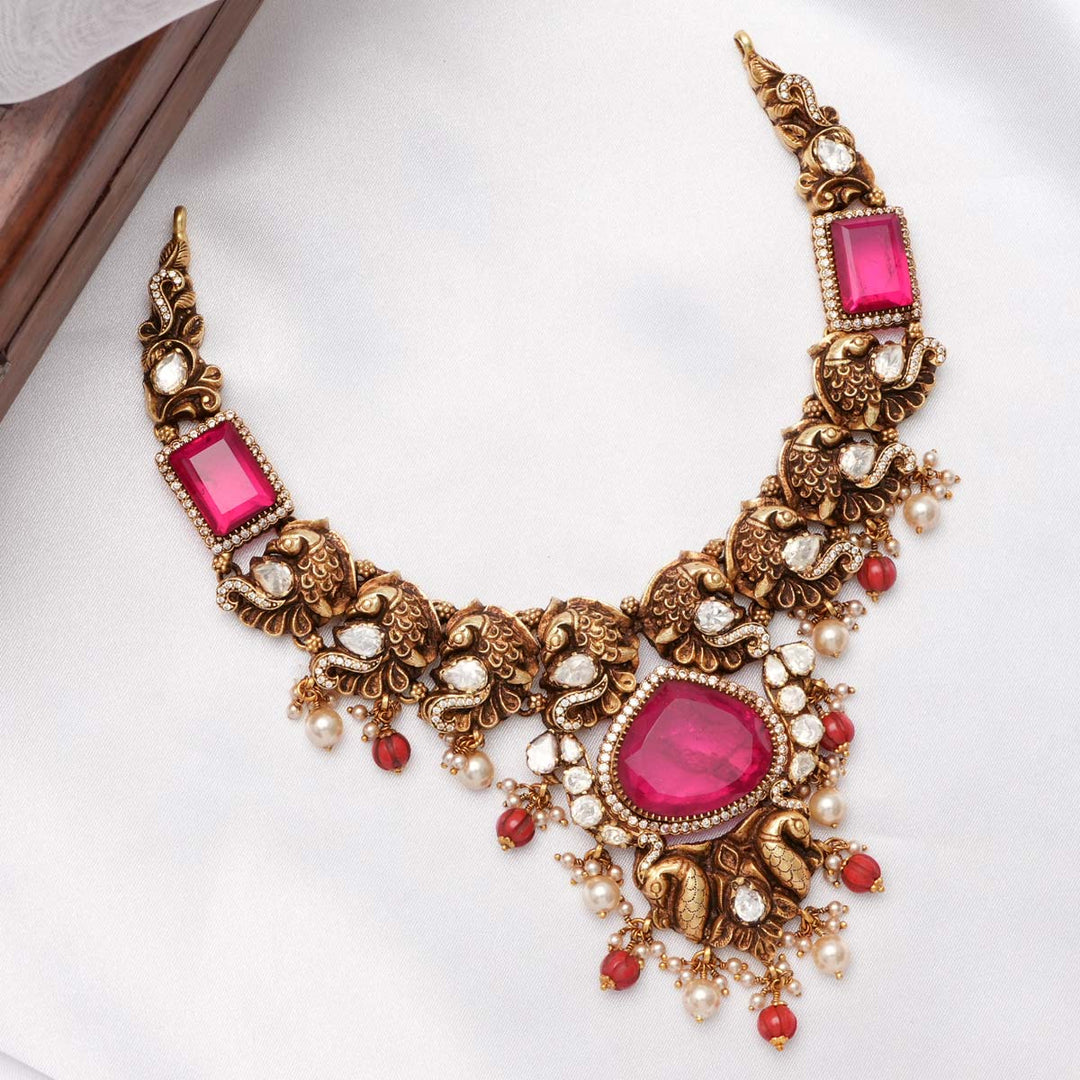 Elites Pink Short Necklace Set