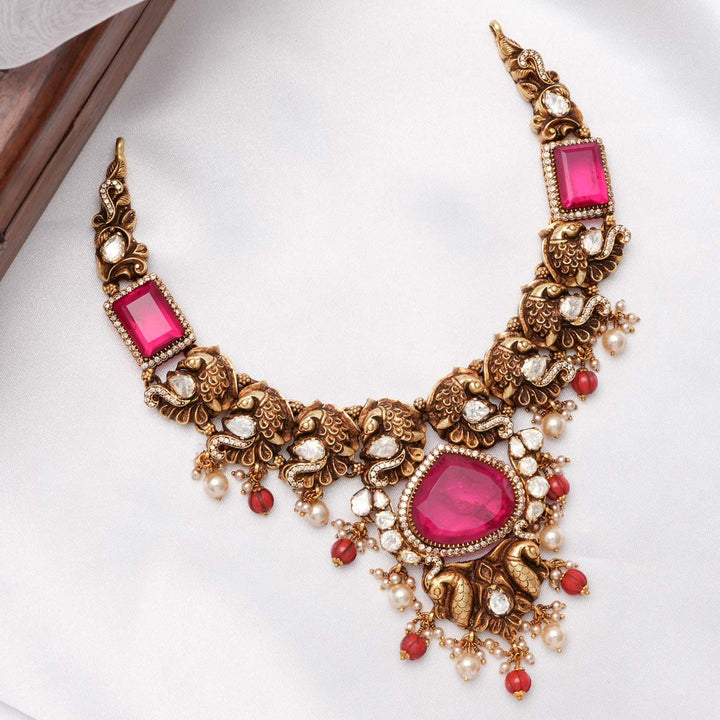 Elites Pink Short Necklace Set