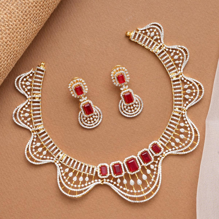Wavy Red Avikam Necklace Set