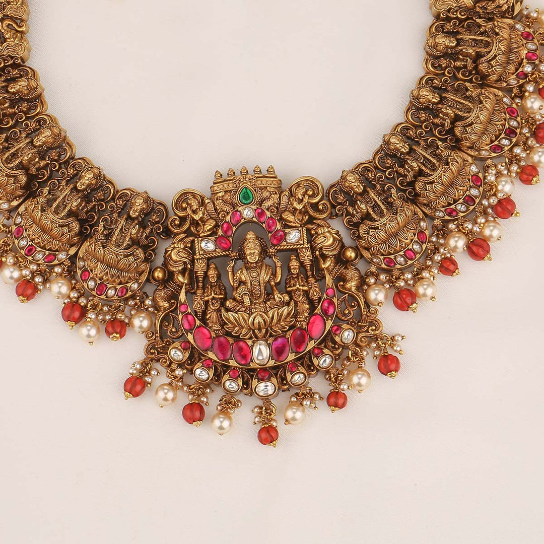 Temple Glow Lakshmi Short Necklace Set