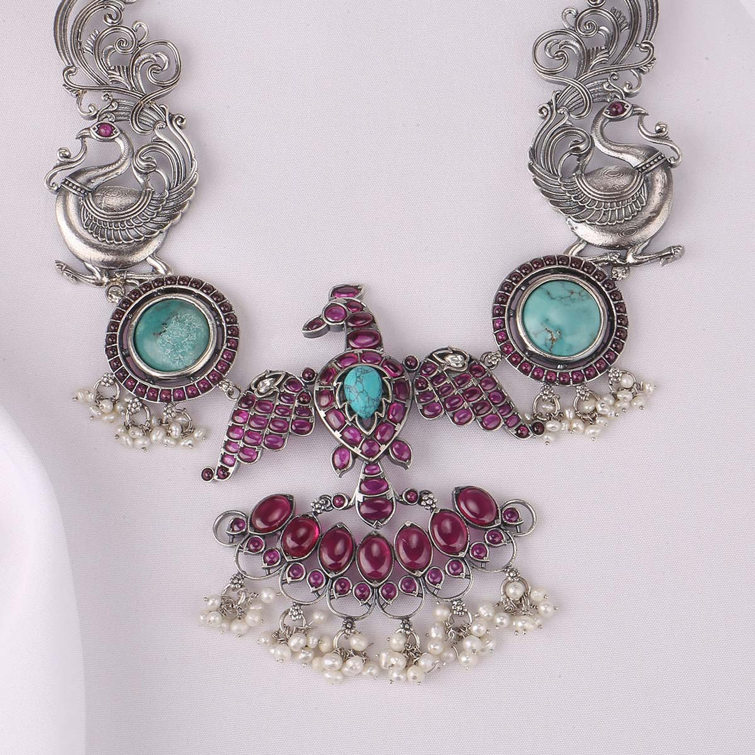 Lovely Birds Oxidised Short Necklace