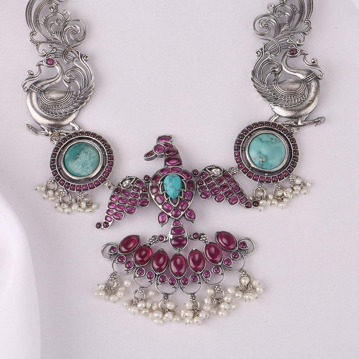 Lovely Birds Oxidised Short Necklace