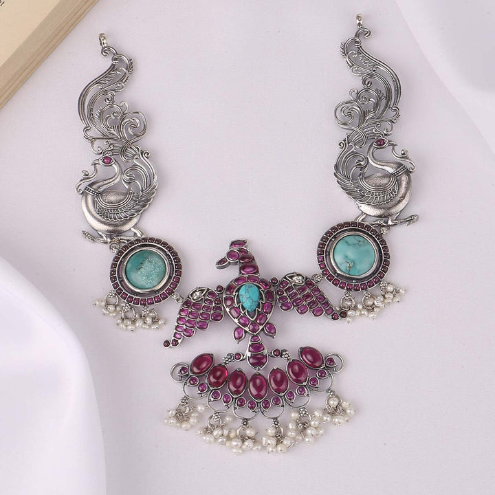 Lovely Birds Oxidised Short Necklace