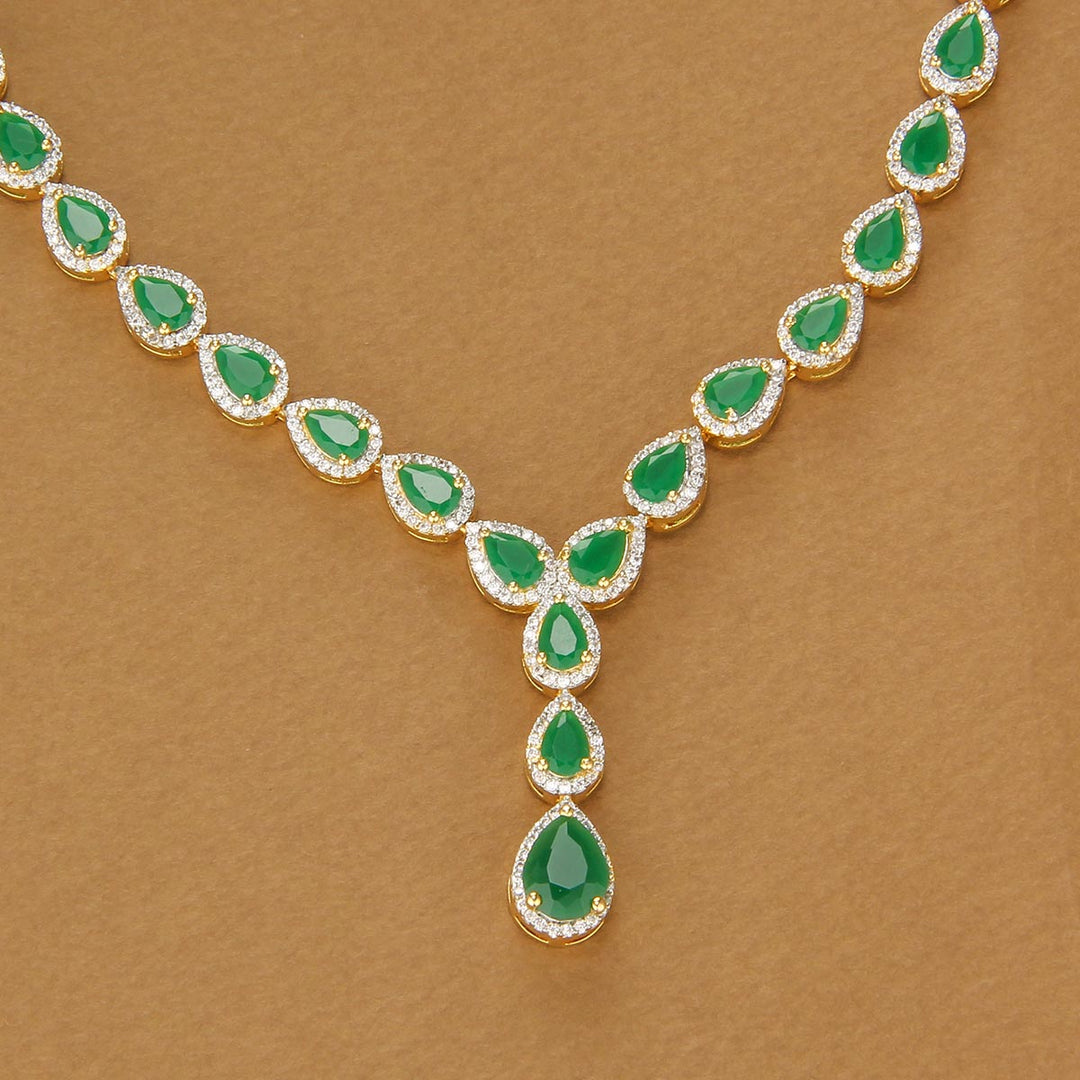 Shinning Green Avikam Short Necklace Set