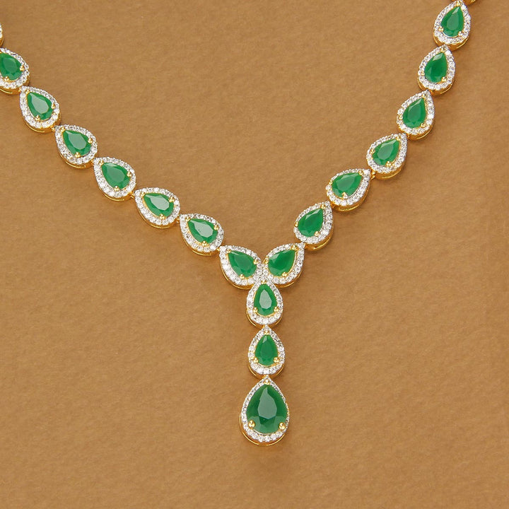 Shinning Green Avikam Short Necklace Set
