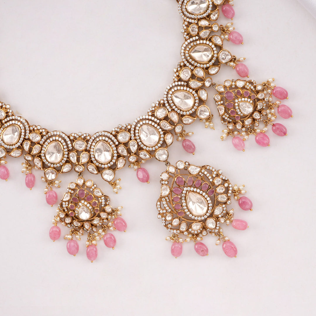 Beautiful Pink Short Necklace Set