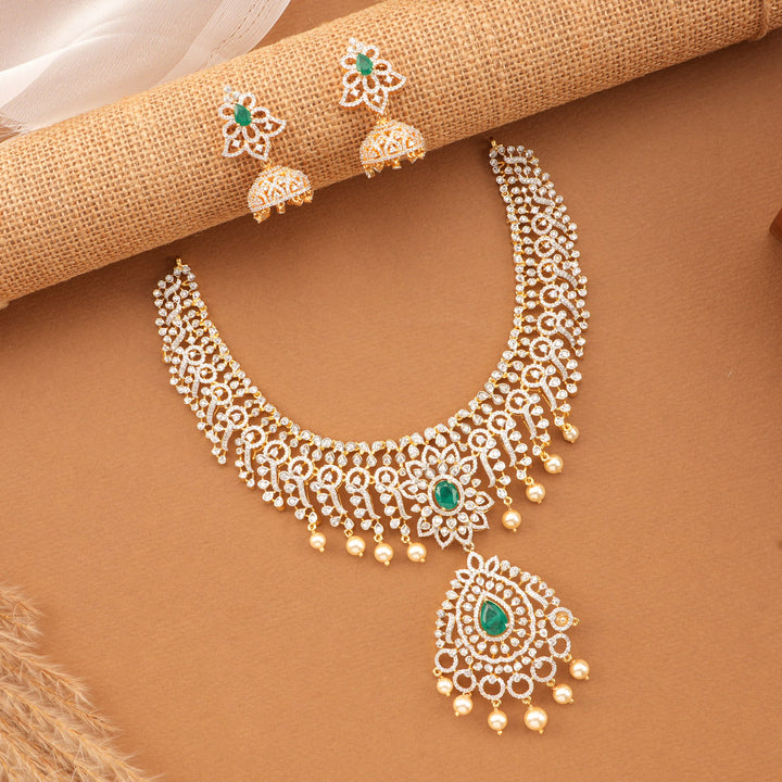 Modern Look Diamond Short Necklace Set