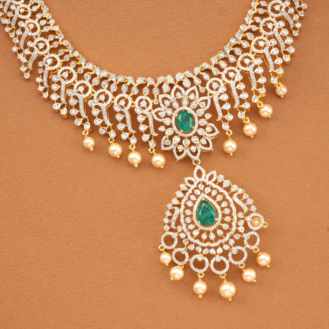 Modern Look Diamond Short Necklace Set