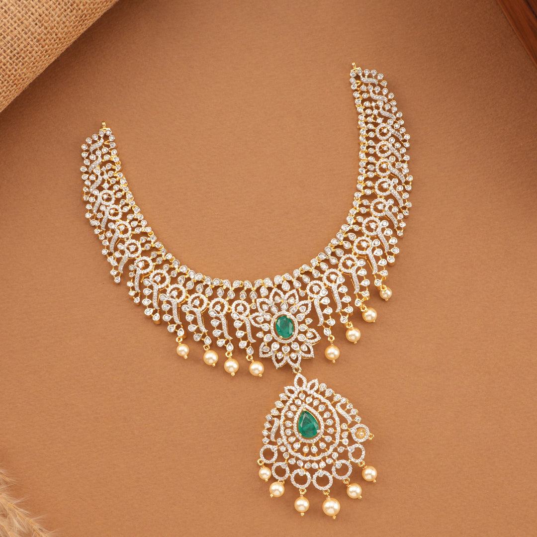 Modern Look Diamond Short Necklace Set