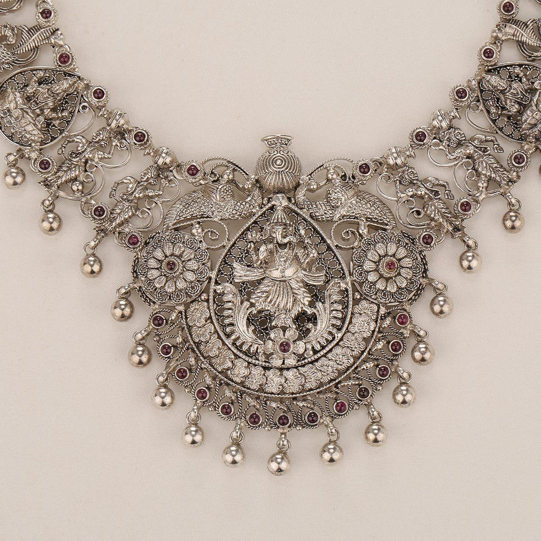 Dainty Oxidised Short Necklace