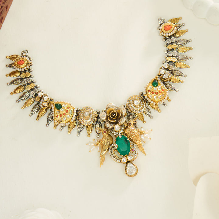 Jivika Oxidised Short Necklace