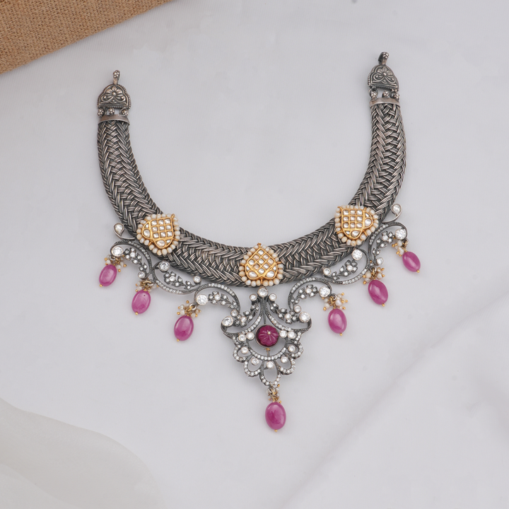 Stylish Oxidised Short Necklace