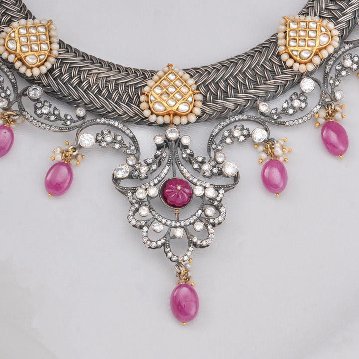 Stylish Oxidised Short Necklace