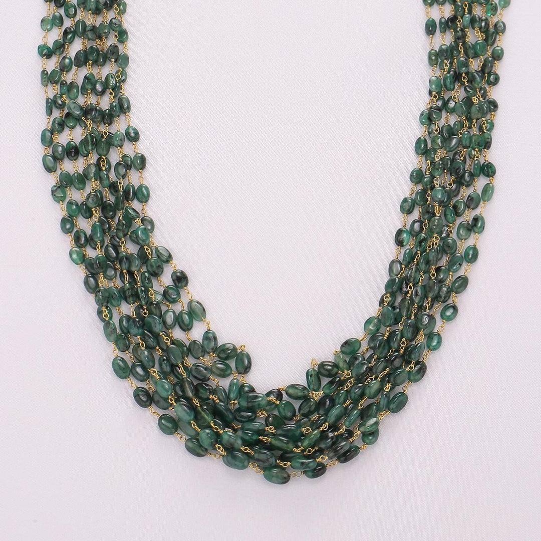 Emerald Beads Long Necklace