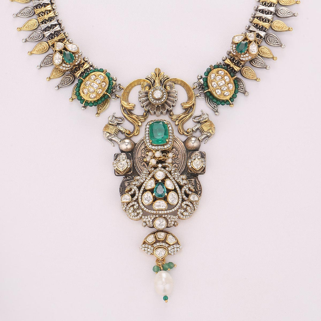 Trendy Look Oxidised Long Necklace