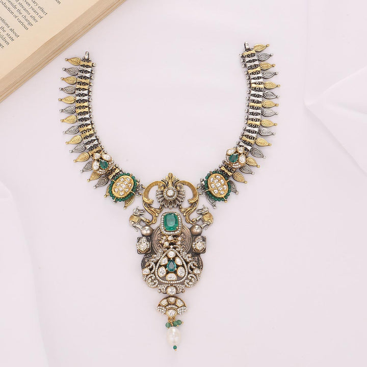 Trendy Look Oxidised Long Necklace