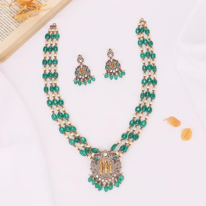 Layer Charm Victorian Long Necklace Set