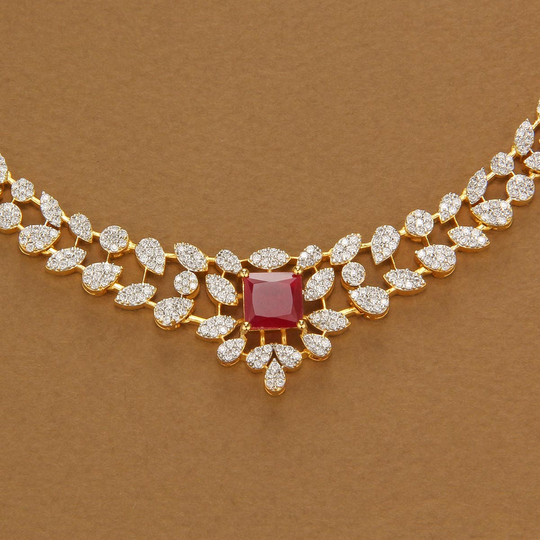 Catchy Red  Avikam Short Necklace Set