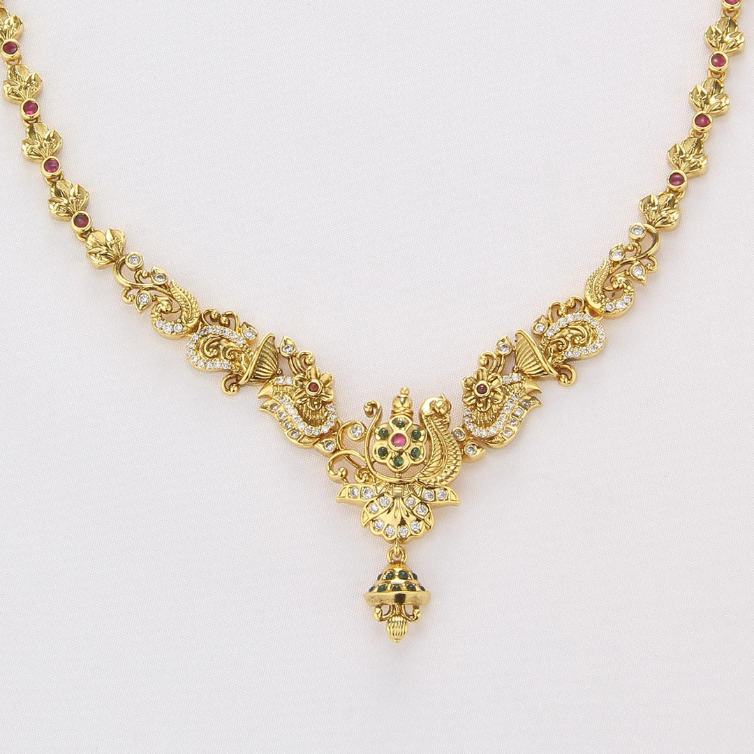 Glow Drops Stone Short Necklace Set