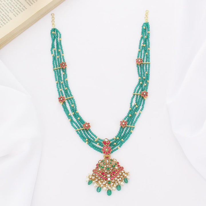 Olivin Kundan Long Necklace