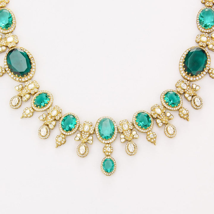 Sparkle Green Long Necklace Set