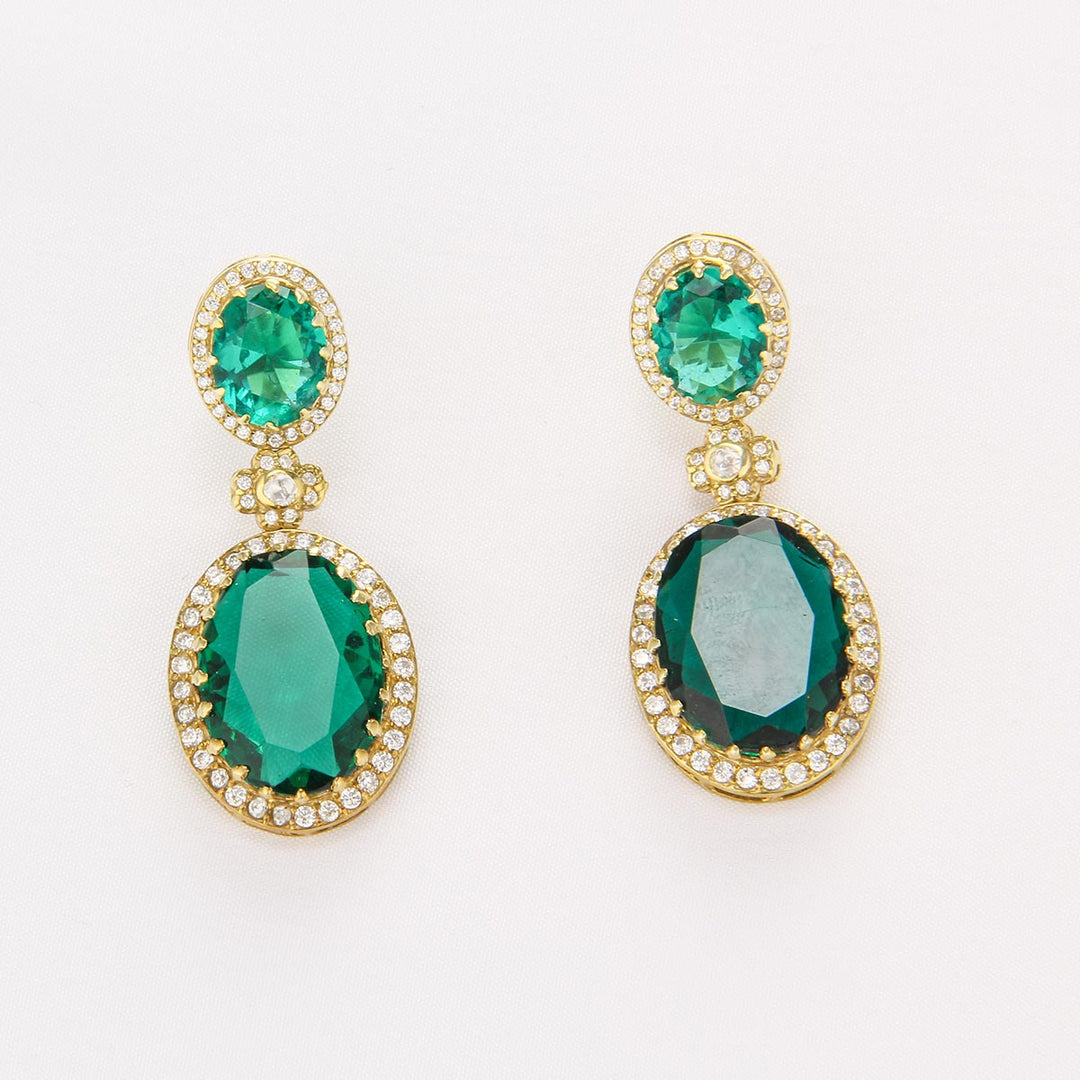 Sparkle Green Long Necklace Set