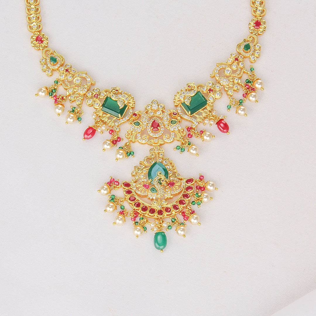 Unique Pakshi Short Necklace Set