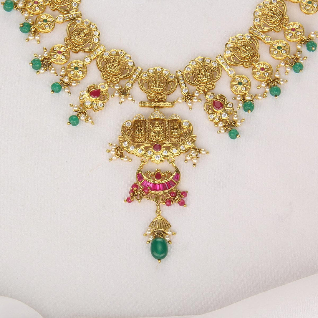 Glowing Pakshi Short Necklace Set