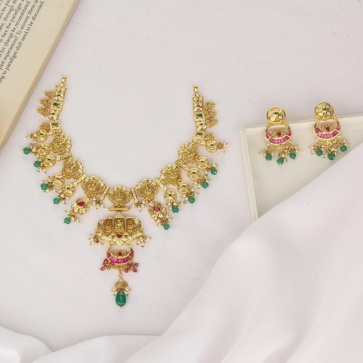 Glowing Pakshi Short Necklace Set