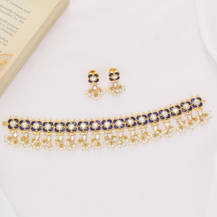 Stunning Blue Kundan Choker Set