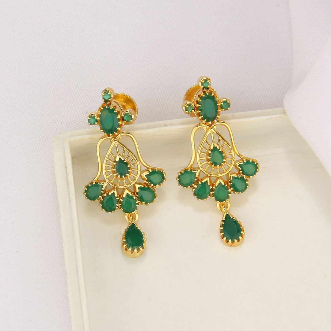 Charm Green Short Necklace Set