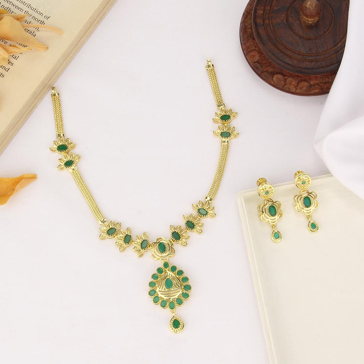 Greenish Short Necklace Set
